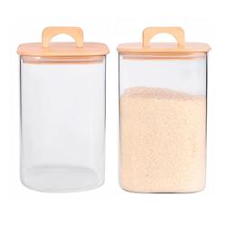 Set 2 frascos tapa plana 17cm con asa